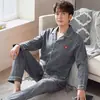 Pijama 100% algodón para hombre, primavera y otoño, manga larga, ropa para casa, primavera y verano, traje casual delgado