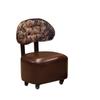 Taburete Bajo Vintage con Madera Maciza Impresa, Ruedas Giratorias, Taburete Pequeño para Sofá, Taburete Acojinado para Cambiar Zapatos, Taburete Móvil para el Hogar con Ruedas