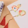 Marcador de Página Metálico Série Mini Flor Criativa Latão com Borla Estilo Chinês Clássico em Estoque Estilo Fofo