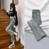 Jeans skinny de cintura alta emagrecedor para mulheres, tendência primavera 2024, calça flare cropped versátil