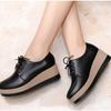 Zapatos de Moda Jinbukang Estilo Coreano para Mujer con Cordones Plataforma de Altura Suela Gruesa Profesionales Retro Versátiles de una Sola Capa
