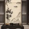 Cortina de Bambu Chinesa Cortina de Rolô Estampa Zen Retrô Divisória para Sala de Chá Cortina de Varanda Bambu Tinta Paisagem de Humor