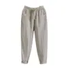 Pantalones de Algodón y Cáñamo Nuevos de Verano 2024 para Mujer, Holgados, Talla Grande, Pantalones Tipo Zanahoria, Pantalones Cropped Harlan Originales Vintage para Mujer, Combinan con Todo