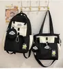 Mochila soft girl muito estilosa, mini bolsa mini ins, conjunto de mochila de duas peças para estudantes universitárias para passeios de primavera