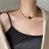 Collar de Cadena Gruesa Negra Redonda de Marca de Acero de Titanio para Mujer Temperamento Cadena Clavícula Moda Europeo y Americano Collar Exagerado Collar Versátil Moderno