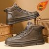 Botas Martin Forradas com Lã de Inverno para Homens, Impermeáveis, Antiderrapantes, Botas de Trabalho de Cano Alto, Sola Grossa, Botas Curtas Quentes, Sapatos Casuais de Couro