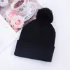 Gorros de Lana para Niños, Gorros Lisos con Pompón, Gorros Tejidos para Niños, Gorros Tejidos de Otoño e Invierno para Niños de 3 a 8 Años, Listos en Stock