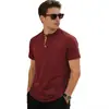 Nueva Camiseta Polo de Verano para Hombre de Color Sólido con Cuello Alto de Botones, Camiseta Casual de Comercio Exterior Europeo y Americano para Amazon