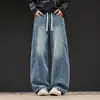 Jeans Americanos Rectos Forrados de Polar para Hombre Otoño Invierno Pantalones Engrosados Pantalones de Hombre Estilo Neutro Marca Tendencia High Street Sueltos Tallas Grandes