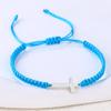 Pulsera tejida roja hecha a mano popular de Amazon para hombres y mujeres, pulsera de pareja con cruz de acero inoxidable transfronteriza europea y americana