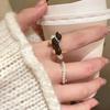 Anillo de Perla de Perro Salchicha Lindo para Niñas Otoño e Invierno Lujo Ligero Anillo para el Dedo Diseño de Nicho Joyería para Estudiantes Accesorios de Año Nuevo