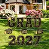 Bestseller transfronterizo: 2027 letreros de estaca para jardín temporada de graduación negro y dorado, letreros personalizados para césped temporada de graduación al aire libre