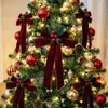 Enfeite de Natal 2026 Laço de Veludo Decorações de Árvore de Natal Sinos Pingentes Decoração de Cena Cabide de Porta