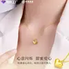 Tienda de Oro China Colgante Corazón Brillante de Oro Oro Puro 999 Corazón Collar Ancho Corazón de Durazno Amor Estilo Ins Cadena para Clavícula