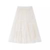 Falda de Cintura Elástica con Caída Estilo Nuevo Verano 2024 Elegante y Elegante Falda Blanca de Longitud Media Corte A para Mujer