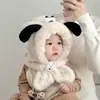Gorro y Bufanda para Bebé Todo en Uno Otoño e Invierno Engrosado Bufanda de Dibujos Animados para Niños Gorro de Felpa para Niños y Niñas Gorro a Prueba de Viento con Protección para los Oídos