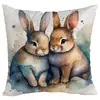 Almohada de Huevo de Pascua Transfronteriza Funda de Almohada de Lino Cubierta de Cojín Estilo Ins Conejo Funda de Almohada para Cabecera de Sofá Dropshipping