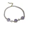 Galáxia Névoa Roxa~Pulseira com Pingente de Flor de Zircônia Gota d'Água Estilo Minimalista Coreano Ins Pulseira Joia de Luxo Leve de Alta Qualidade