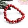 Pulsera Natural de Círculo Único con Arena Imitación Oro Púrpura, Pulsera del Mantra de Seis Palabras para la Buena Suerte en el Año Zodiacal de Uno, Cinnabrio Imitación al por Mayor