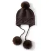 Venta al por mayor de fábrica Cachemira Transfronterizo Otoño/Invierno Nuevo Engrosado Jacquard de Diamantes Correa Desmontable Pompón Sombrero Cálido para Protección de Orejas
