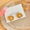 Brincos de Prata S925, Brincos de Flor com Zircônia Dourada de Camada Dupla para Mulheres, Design Exclusivo, Brincos Modernos e Versáteis