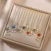 Collar para Mujer Celebridad de Internet Transfronteriza Estrella y Luna Colorido Nicho Estilo Europeo y Americano Estrella Colorida Nuevo Diseño Temperamento Collar de Acero de Titanio
