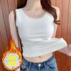 Colete Quente para Mulheres, Veludo e Espessado Outono e Inverno Renda Sem Mangas Camisa Interna e Base