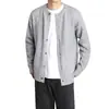 Suéter cárdigan redondo retro versátil relajado estilo perezoso suave ceroso cuello Henley chaqueta de suéter invierno