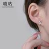 Xigu E1553 S999 Yinqing Nuevos aretes de tuerca giratoria de estrella de cuatro puntas para mujer, aretes sencillos y dulces para el cartílago de la oreja