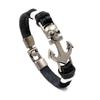 Pulseira de âncora masculina europeia e americana, pulseira de couro trançado com caveira azul marinho, joias de mão punk rock