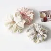 Scrunchie de Renda Bordado Grande Novo para Mulheres 2026, Acessório de Cabelo Elástico de Cetim com Estampa de Leopardo de Alta Qualidade