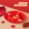 Plato de Frutas Dividido para Boda, Plato de Dulces, Especial para Sala de Estar, Rojo, Celebración de Año Nuevo, Rojo Chino, Doble Felicidad, Plato para Inauguración de Casa, Mayoreo