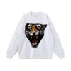 Camiseta de manga curta para casal com cabeça de tigre estampada de estilo americano High Street Fashion Brand Sweat masculina e feminina pesada solta
