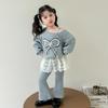 Conjunto de Roupa de Outono para Meninas 2025 Novo Casual Estiloso Moletom com Patchwork de Renda Infantil Conjunto Fashion de Duas Peças para Bebês Meninas
