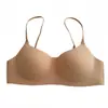 Base de maquillaje líquida con brillo, sujetador sin costuras de tiras, escote bajo para mujeres con poco busto, realza y junta los pechos laterales, cuello halter, espalda hermosa, sujetador engrosado