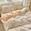 Juego fresco y sencillo de cuatro piezas 100% algodón, funda de edredón de algodón puro, sábana, juego de cama para dormitorio de estudiante, juego de tres piezas
