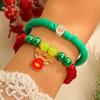 Transfronterizo Nuevo Europeo y Americano Traje Navidad Papá Noel Regalo Moda Colorido Hecho a Mano Pulsera de Arcilla Suave