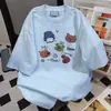Camiseta de Manga Corta de Marca de Moda con Estampado de Letras y Perro de Dibujos Animados de Nicho para Mujer Verano 2025 Casual Holgada para el Trabajo Ins