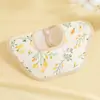 Babero impermeable de algodón puro para bebé, toalla para saliva de bebé, giratorio 360 grados, babero para bebé recién nacido con pétalos de flor para escupir leche