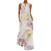 Vestido Largo de Verano Estampado con Cuello en V y Bolsillo Vestido Grande con Vuelo Suministro Transfronterizo Europeo y Americano Ropa Nueva Sexy para Mujer