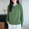 Elegante abrigo de punto con cuello redondo para mujer, nueva colección primavera/otoño 2026, talla petite, algodón puro, top chic, moderno