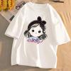 Camiseta Feminina de Manga Curta com Ombreira Verão 2024 Explosões do Little Red Book Novo Top Slim Fit Senso de Design Tendência