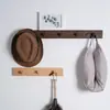 Perchero de Madera Maciza Nórdico para Colgar Abrigos Detrás de la Puerta, Gancho de Pared para Entrada sin Taladro, Una Fila de Ganchos de Madera Largos