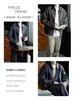 Commute Intelectual|Jaqueta Workwear Desgastada 100% Algodão Puro para Homens, Jaqueta Casual Tendência de Caimento Solto com Gola de Couro