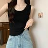 Camisola sin mangas para mujer 2024 Verano Tejido Slim Interior Anti-Exposición Camiseta Básica Interior de Moda