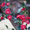 Colgante de Pared de Enredadera de Rosas Simuladas Ratán Flor de Seda Artificial Decoración Plástico Hojas Verdes Flor Artificial Recomendación de Regalo Alta Simulación