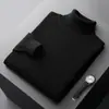 Suéter de Lana de Cuello Alto para Otoño e Invierno, Jersey para Hombre, Color Sólido, Tejido de Punto, Suéter Básico, Top Casual de Negocios, Venta al por Mayor