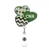 Porta Insignia de Trébol de la Suerte Jiaohongyao de Acrílico con Purpurina y Clip Retráctil, Porta Insignia Giratorio Verde para Enfermera