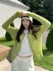 Cardigan Suéter Gola Redonda de Lã Misturada Baisiwang para Mulheres, Novo Versátil de Outono e Inverno Slim Curto Malha Top