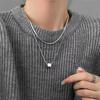 Collar cuadrado de doble capa superpuesto de acero de titanio y azúcar, resistente a la decoloración, para mujer, con cadena de clavícula y serpiente redonda de viento frío